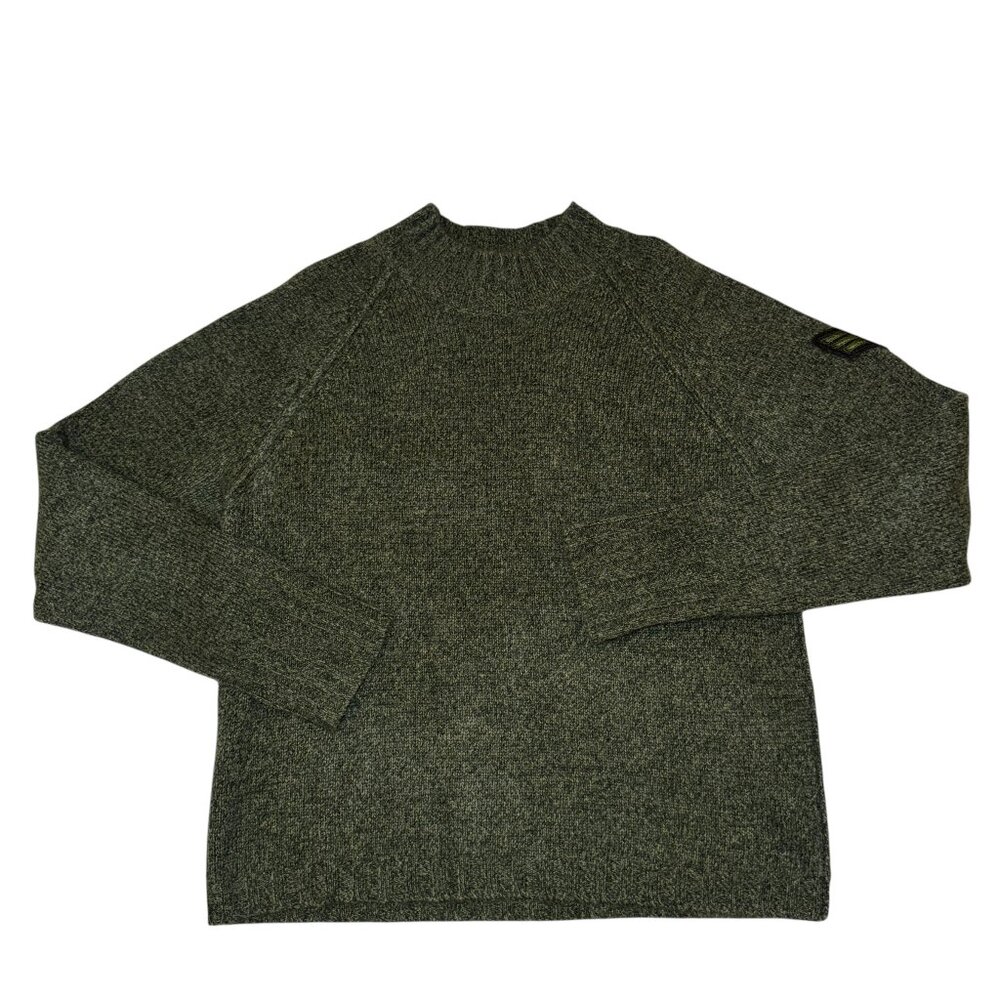 27 Miles Malibu Cashmere Heather Green Military Inspired Mock Neck Sweater Sz M